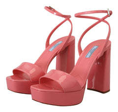 Prada Chic Pink Patent Leather Platform Sandals