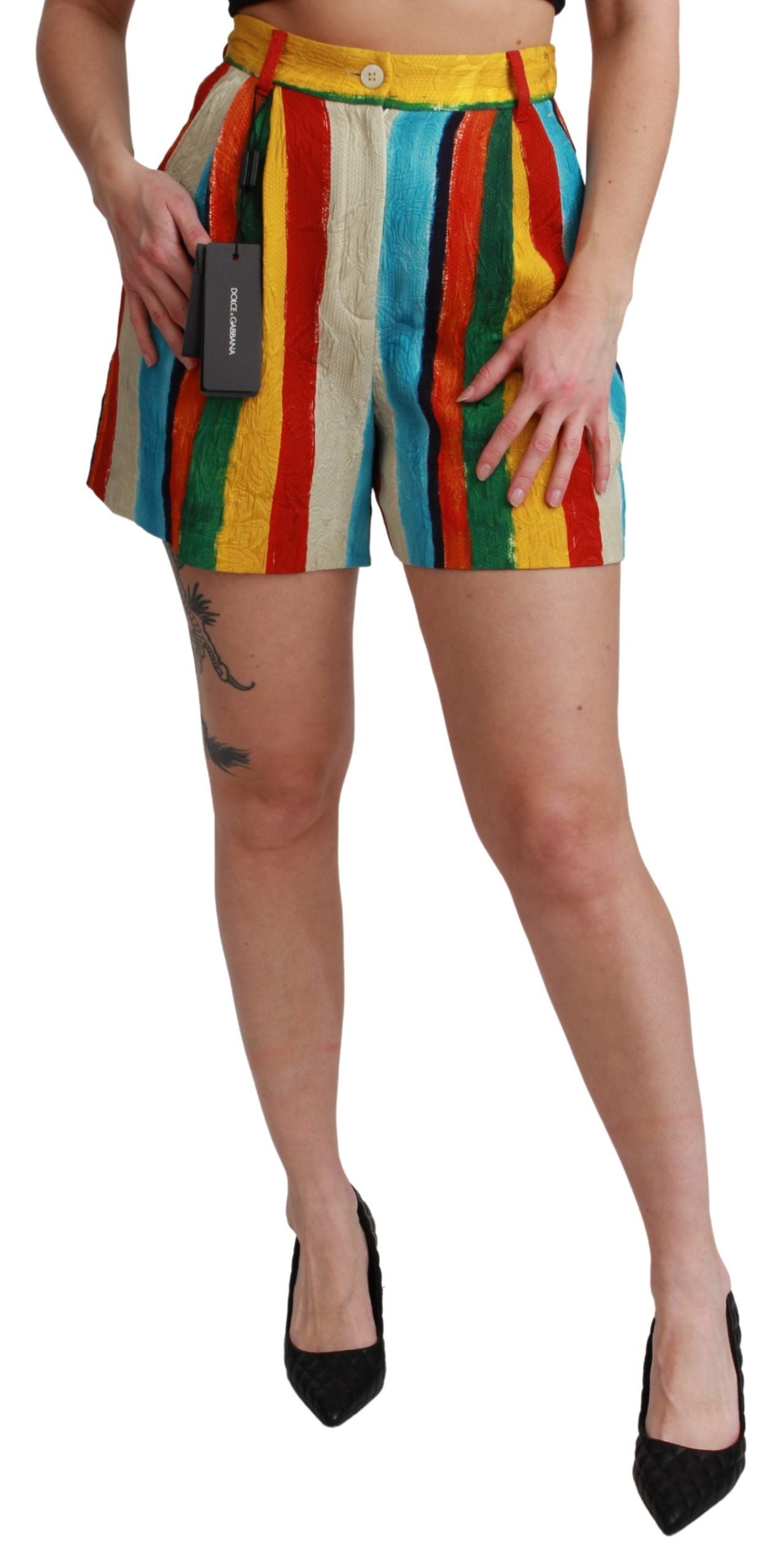 Dolce & Gabbana Multicolor Riga Pittorica Mini Shorts