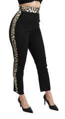 Dolce & Gabbana Black Cropped Skinny High Waist Wool Pants