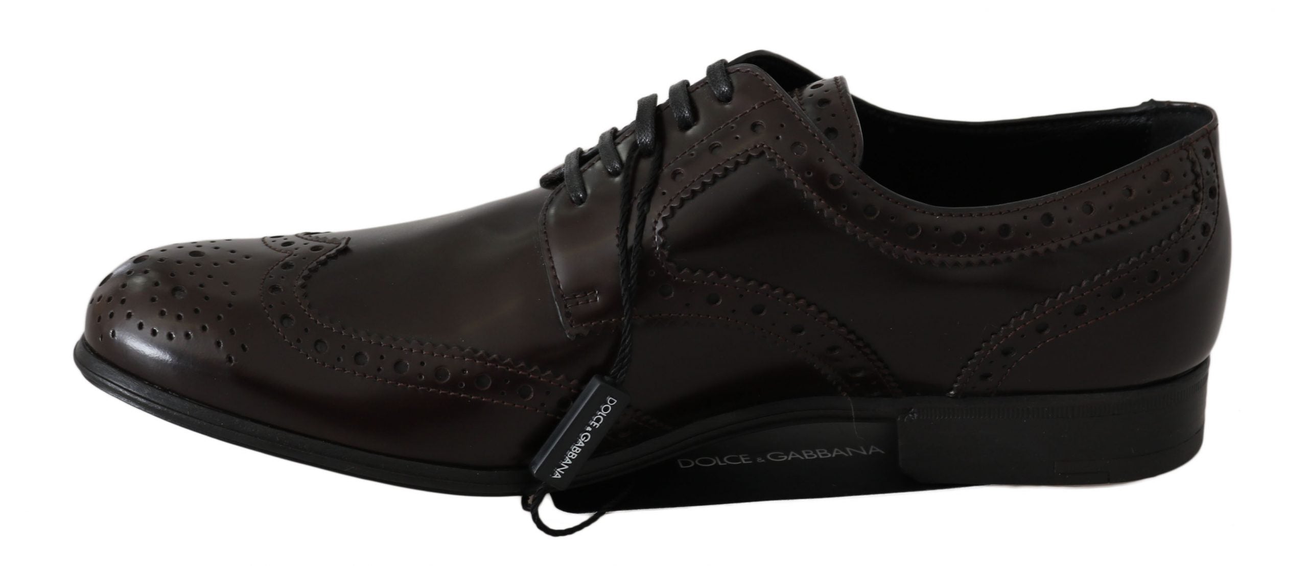 Dolce & Gabbana Brown Leather Broques Oxford Wingtip Shoes