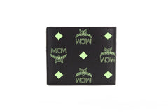 MCM Small Black Summer Green Smooth Visetos Monogram Logo Leather Bifold Wallet