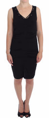 Roccobarocco Elegant Black Sheath Jersey Knee-Length Dress