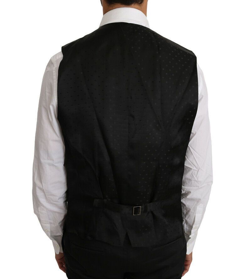 Dolce & Gabbana Black Solid Wool Silk Vest