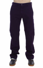 GF Ferre Purple Cotton Stretch Purple Fit  Pants