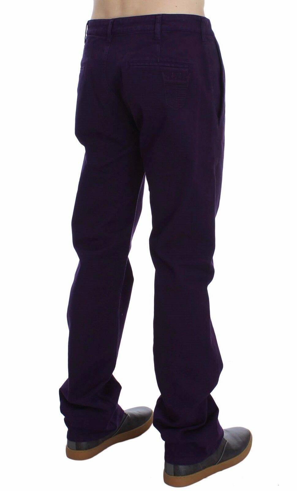 GF Ferre Purple Cotton Stretch Purple Fit  Pants