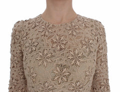 Dolce & Gabbana Beige Floral Lace Long Sleeve Maxi Dress
