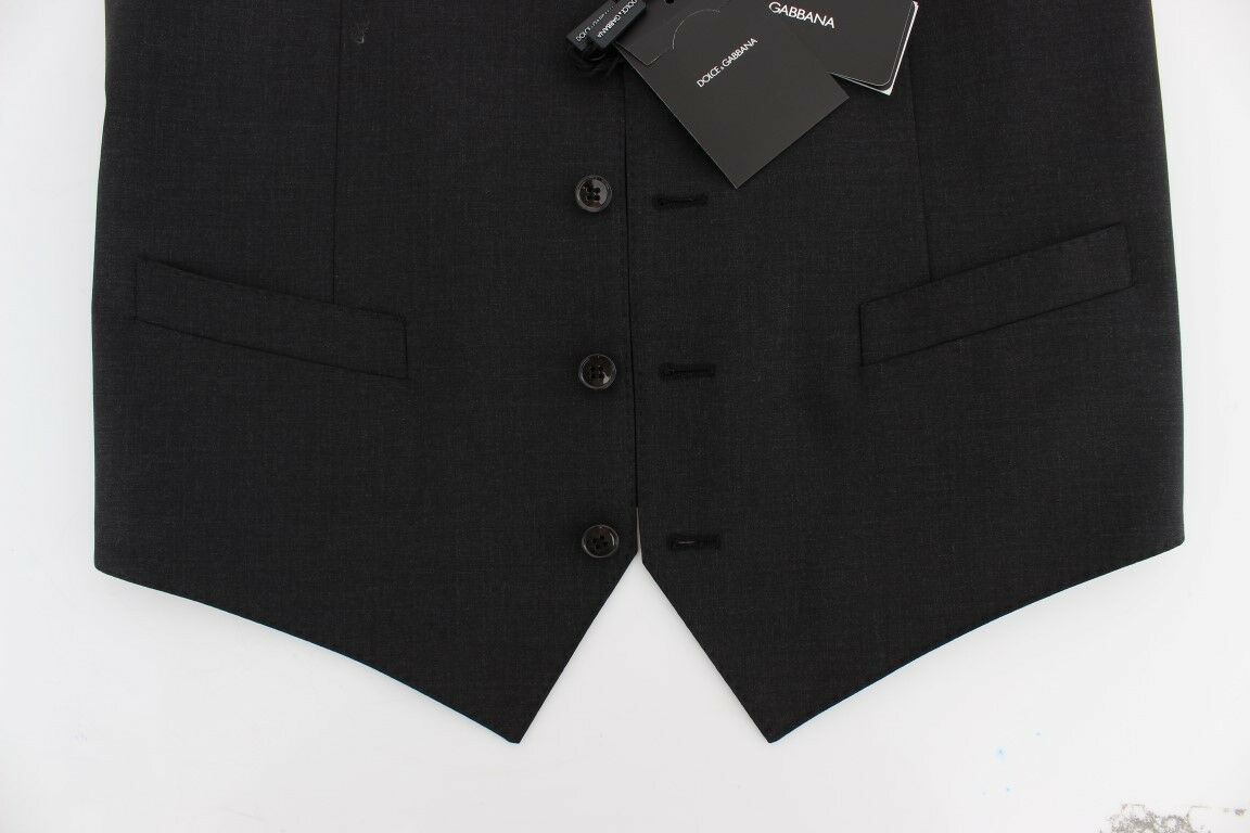 Dolce & Gabbana Gray Wool Stretch Dress Blazer Vest