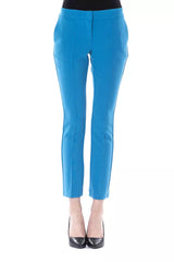 BYBLOS Chic Light Blue Skinny Pants with Lateral Zip Closure