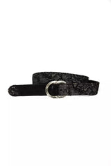 BYBLOS Elegant Black Textured Weave Leather Belt