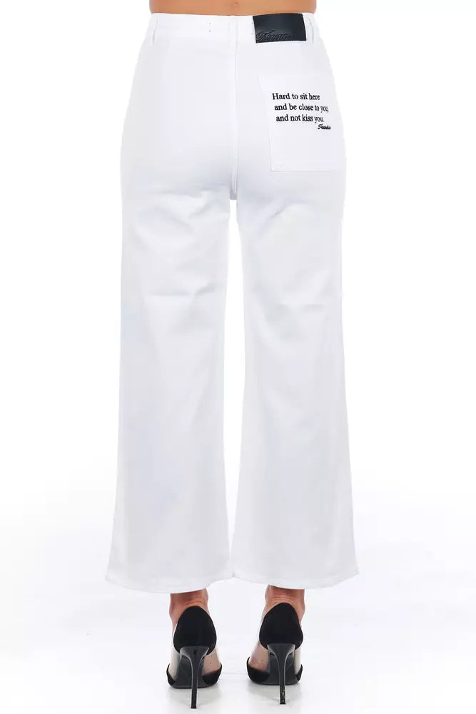 Frankie Morello White Cotton Jeans & Pant