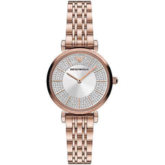 Emporio Armani Elegant Pink Bronze Timepiece with Crystals